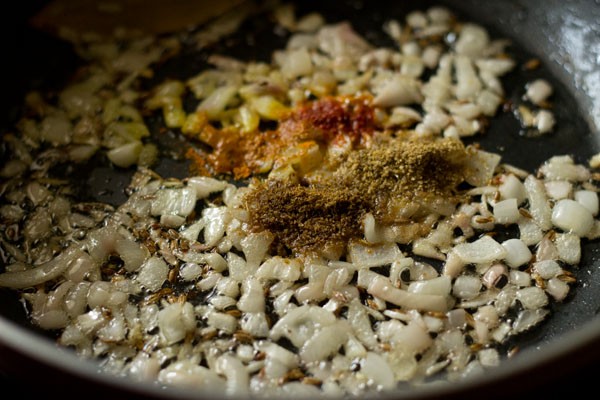 spice powders added to onions. 