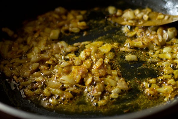 spice powders mixed well with the onions. 