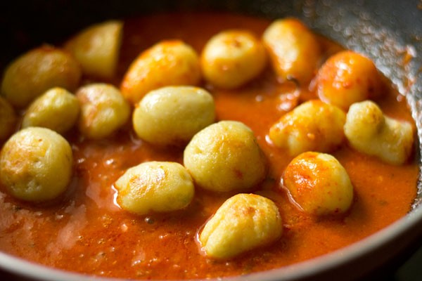 pan fried potatoes added to curry. 