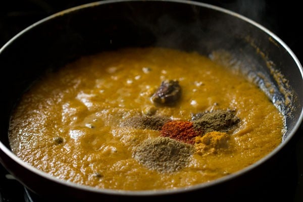 spice powders added to the paste. 