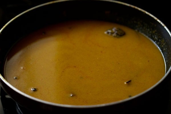 masala paste mixed well in the vegetable stock. 