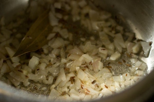 onions being sautéed.