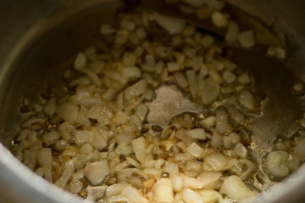 sautéed onions in cooker.