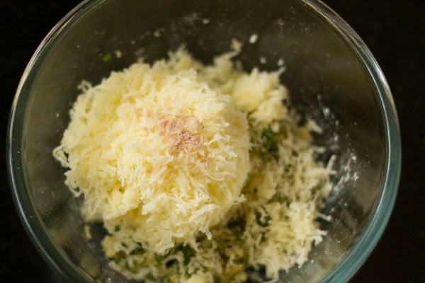 cheese and salt added to bowl