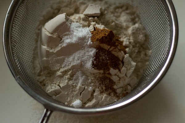 dry ingredients in a sieve
