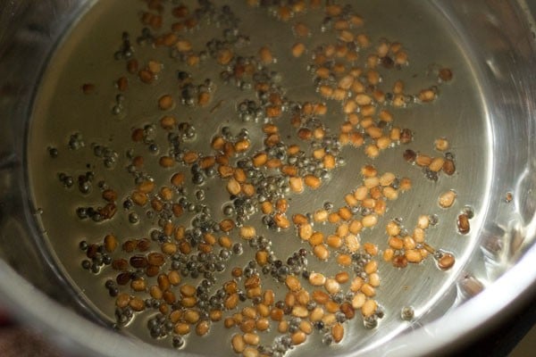 sautéing mustard seeds and urad dal. 