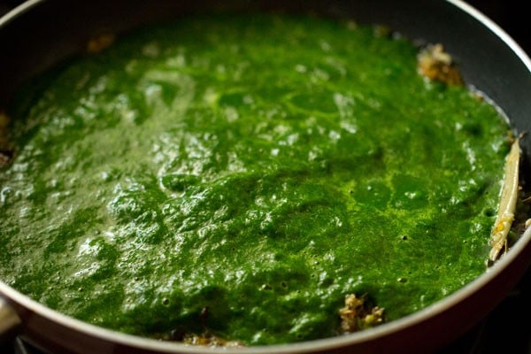 adding palak puree