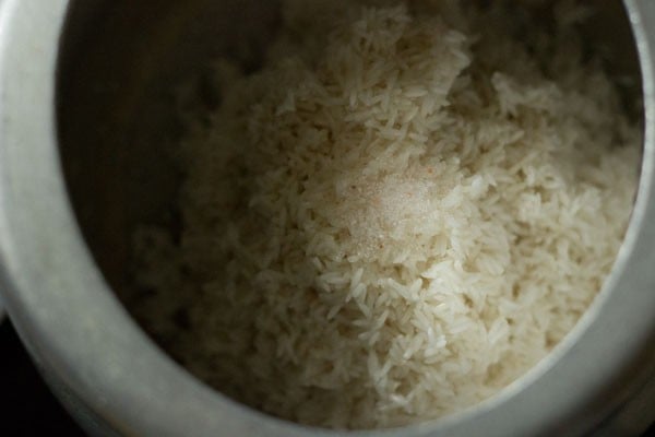 rice added to pressure cooker