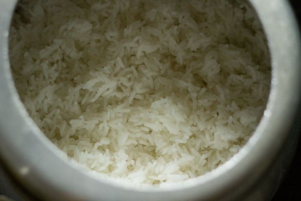 pressure cooked rice in cooker