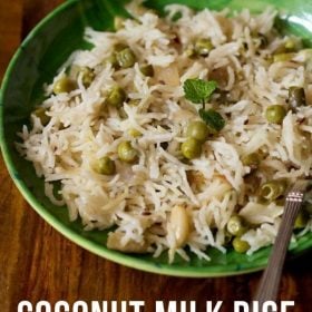 Coconut Milk Rice on a green plate