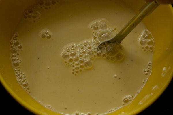 stirring well to make a smooth custard mixture to make french toast without eggs