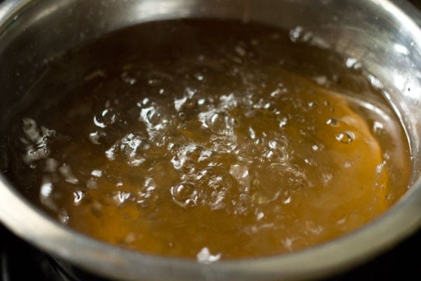 boiling the sugar syrup.