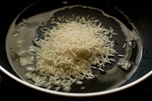 basmati rice added to the melted ghee. 
