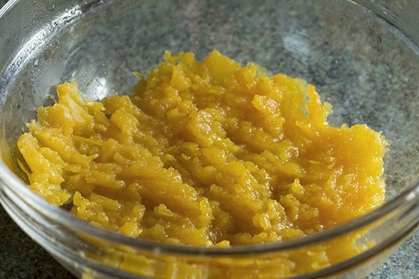 mashed pumpkin for pumpkin kheer recipe.