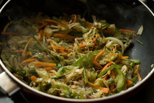 soy sauce added to vegetable spring roll filling