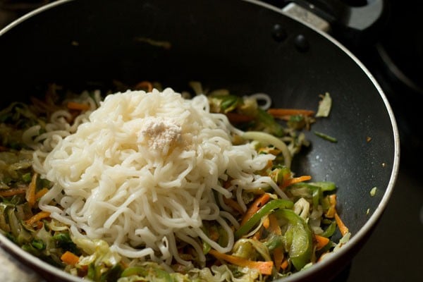 salt added on top of noodles