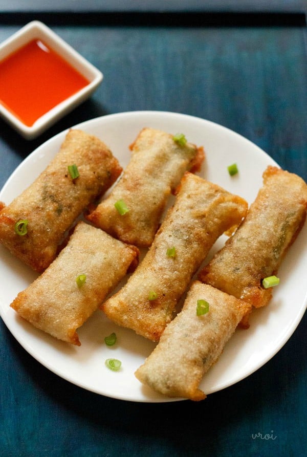 Veg Spring Rolls Recipe - Swasthi's Recipes