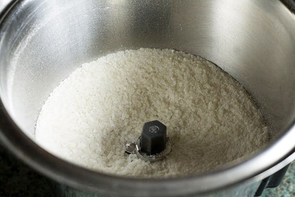 raw rice ground to a coarse powder for making rice rava upma.