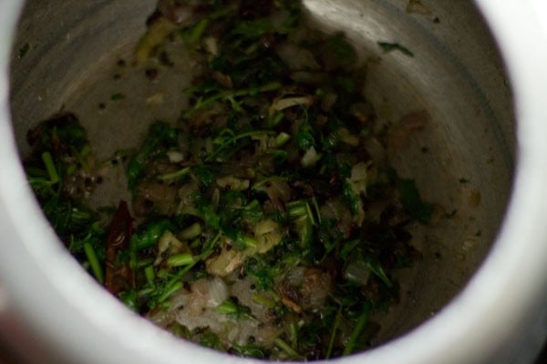 sautéing masala for making beetroot rice. 