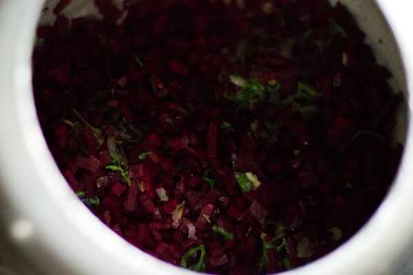 finely chopped beetroot added to the onion mixture. 