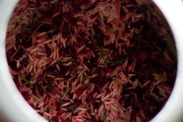 sautéing beetroot-rice mixture. 