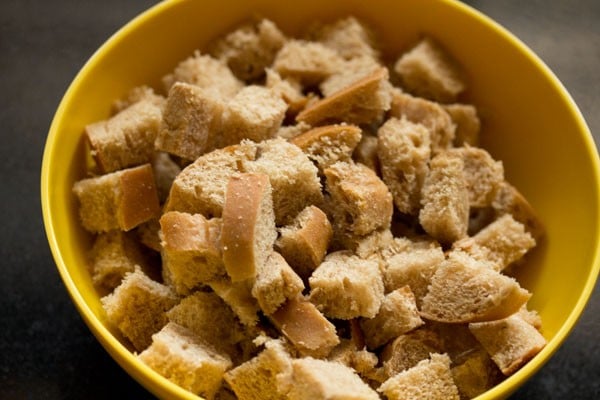 bread cubes in a bowl