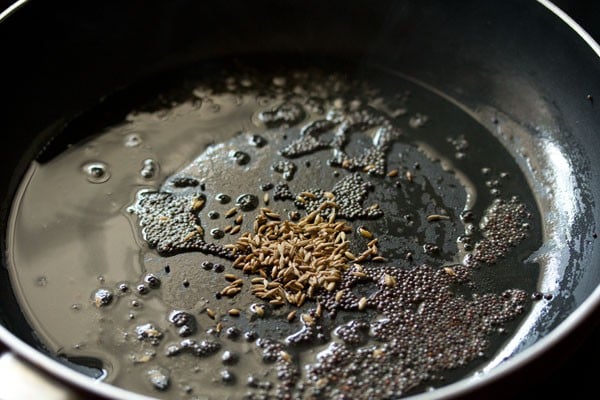 cumin seeds in the pan