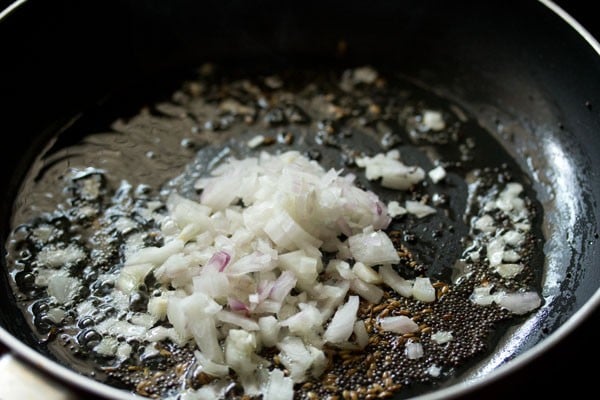 onions added to pan