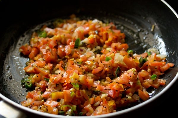 mixed masala mixture in the pan