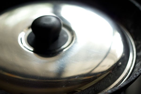 steaming cabbage with covered lid