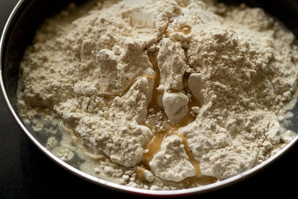 flour and water in a bowl