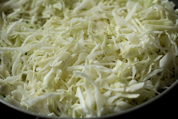shredded cabbage for cabbage poriyal