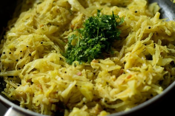 coriander for cabbage poriyal