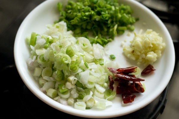 chopped onion, garlic, and chiles