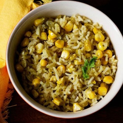 corn pulao recipe, corn rice recipe, sweet corn pulao recipe, sweet corn rice recipe