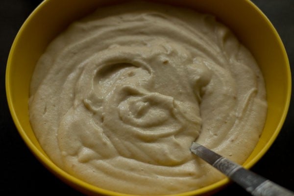 batter added in a bowl. 