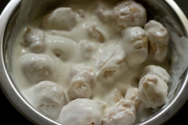 bhallas mixed gently with the curd. 