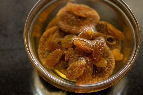 blanching figs for dry fruits barfi recipe.