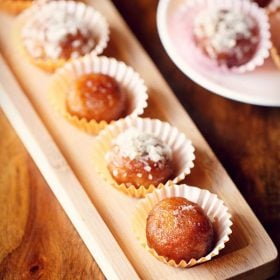 dry jamun served on a long tray.