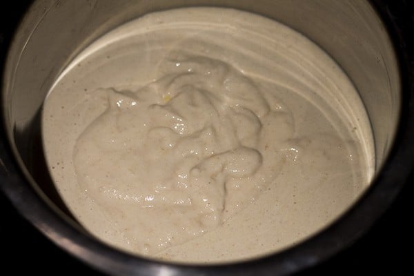 lentil batter added to millet batter. 