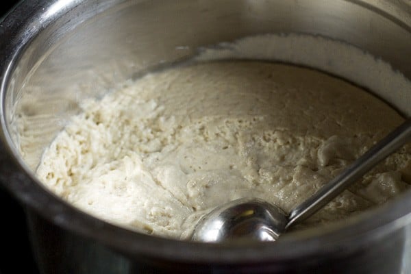 bubbles formed o n fermented batter for millet idli. 