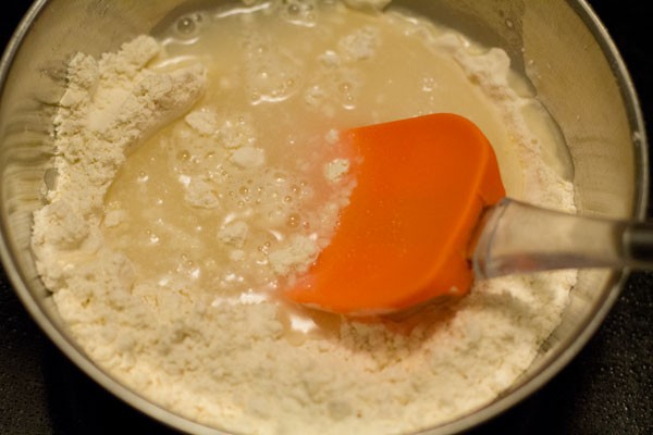 water added to dry ingredients