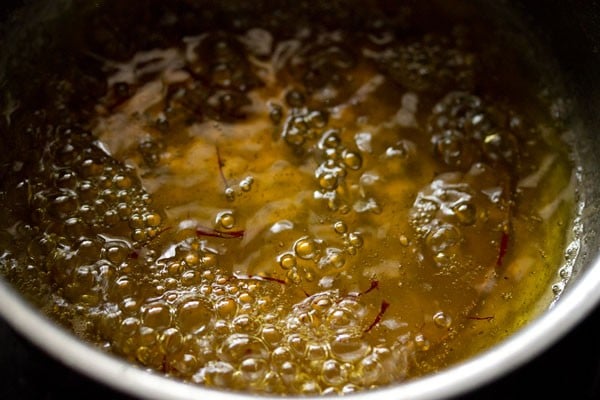 bubbling sugar syrup for jalebi recipe