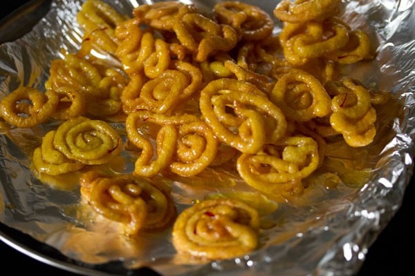jalebi after soaking in syrup