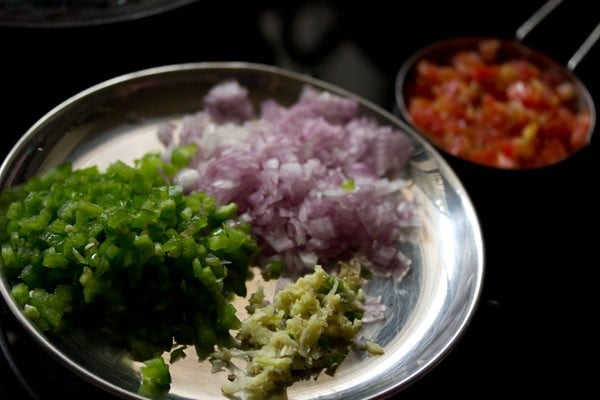 preparing ingredients for masala pav. 