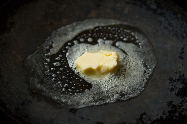 melting butter on a pan. 