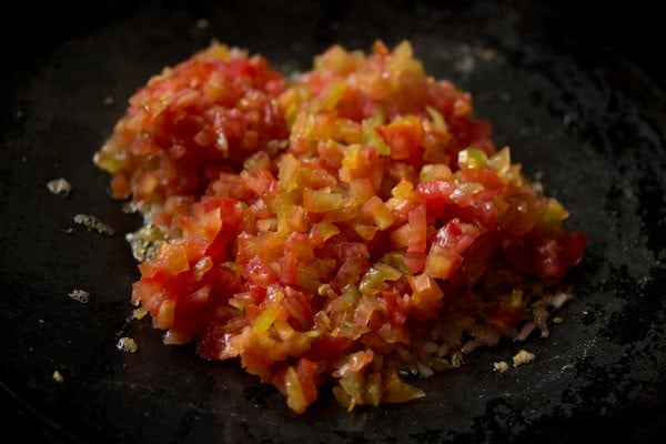 finely chopped tomatoes added to the butter. 