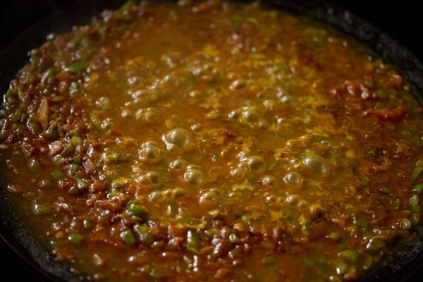 simmering the masala. 