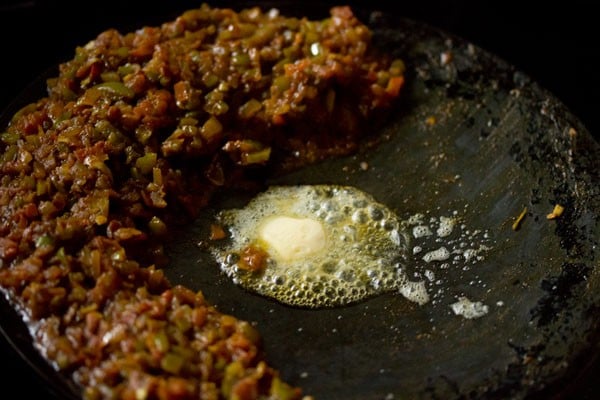 melting butter on the pan.