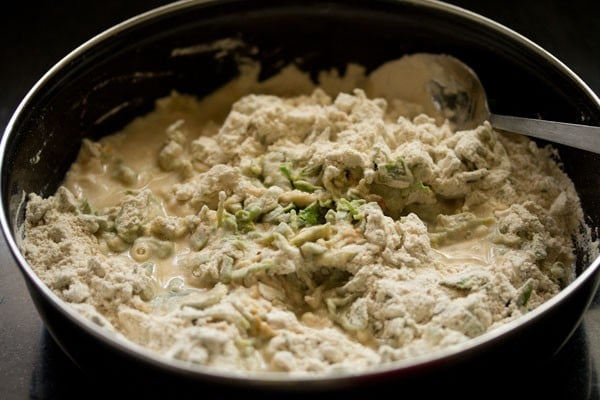 oil and water added to flour mixture